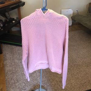 Used Victoria’s Sercret Pink knitted  polo sweater sz large color pink